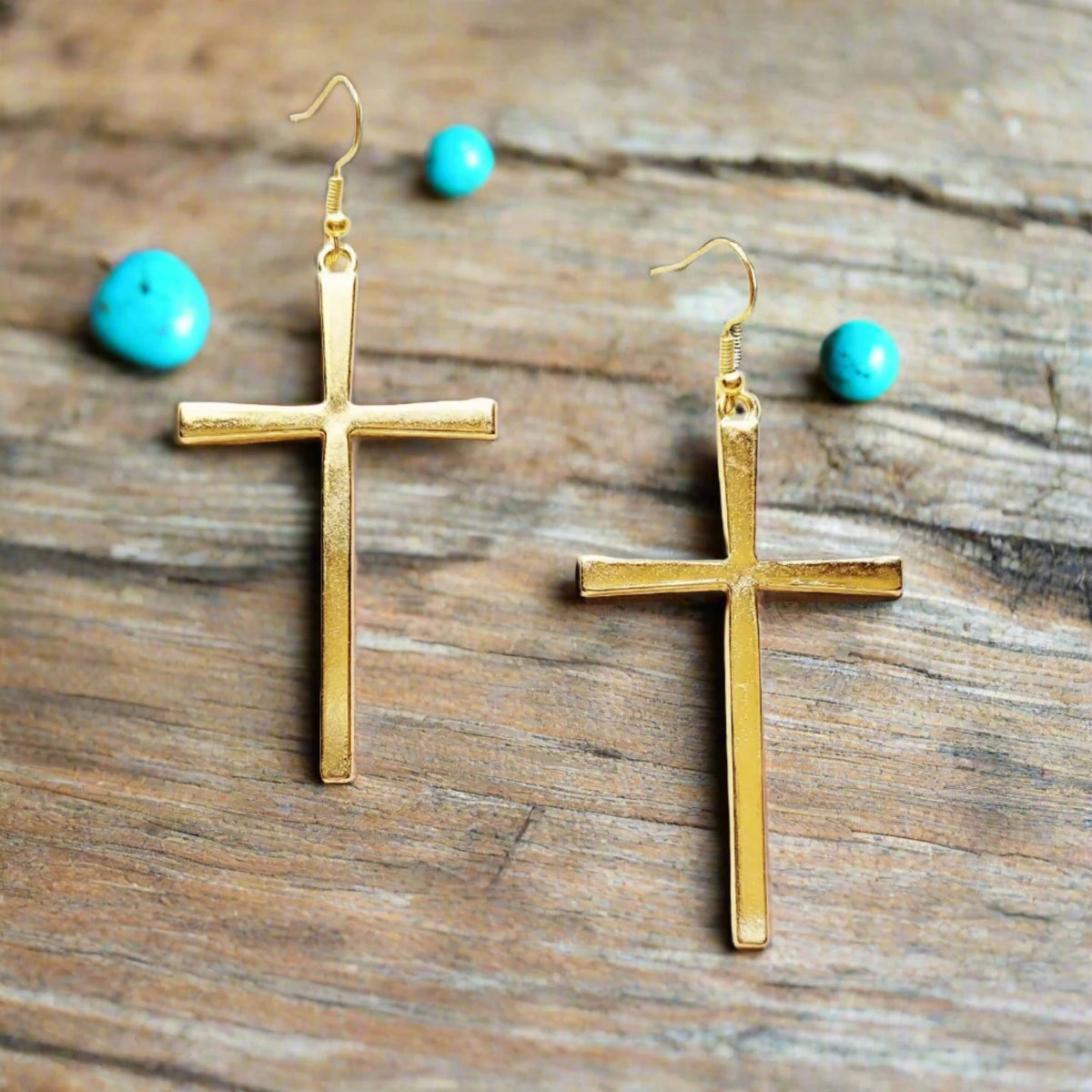 Gold Cross Earrings - Cinderella Ranch Boutique