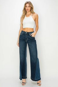 Relaxed Two Tone Wide Leg Jean