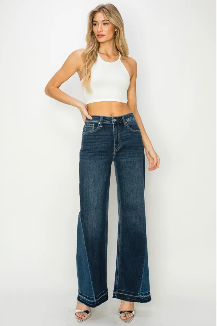 Relaxed Two Tone Wide Leg Jean