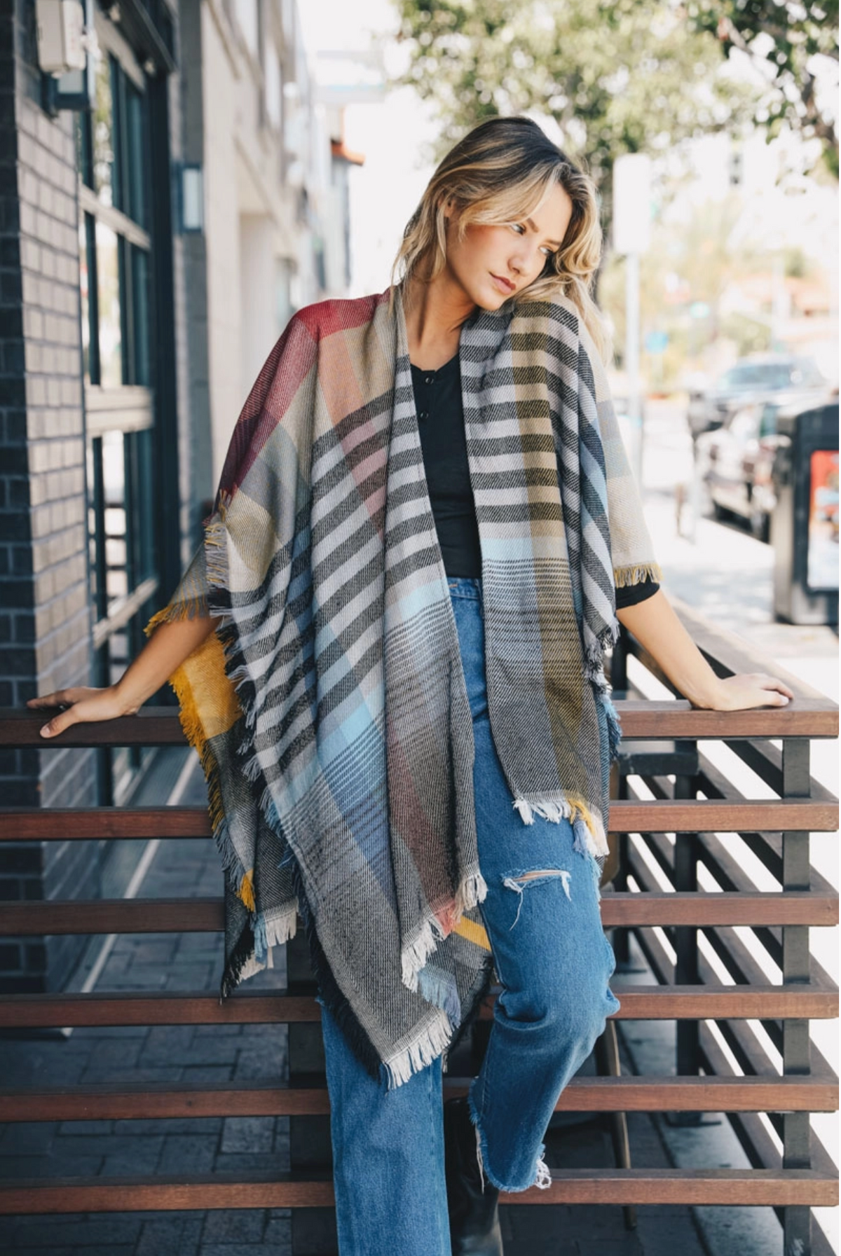 Taylor Plaid Poncho