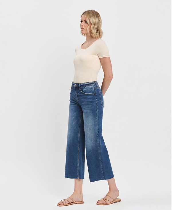 Raw Hem Wide Leg Jean