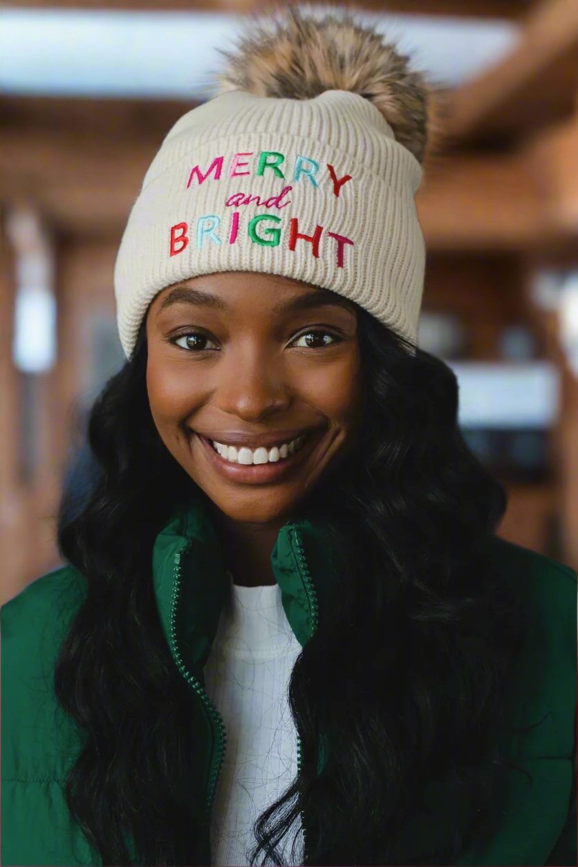 Merry & Bright Pom  Beanie