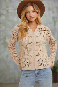 Crochet Button Down Cardigan