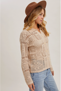 Crochet Button Down Cardigan