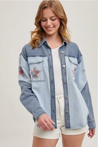 She's A Star Denim Button Down