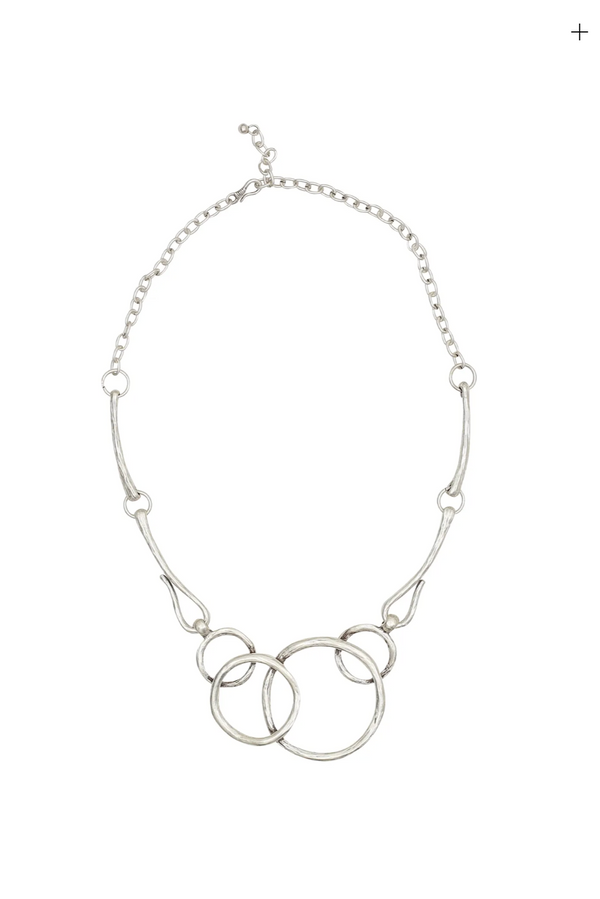 Stacked Hoops Pewter Necklace