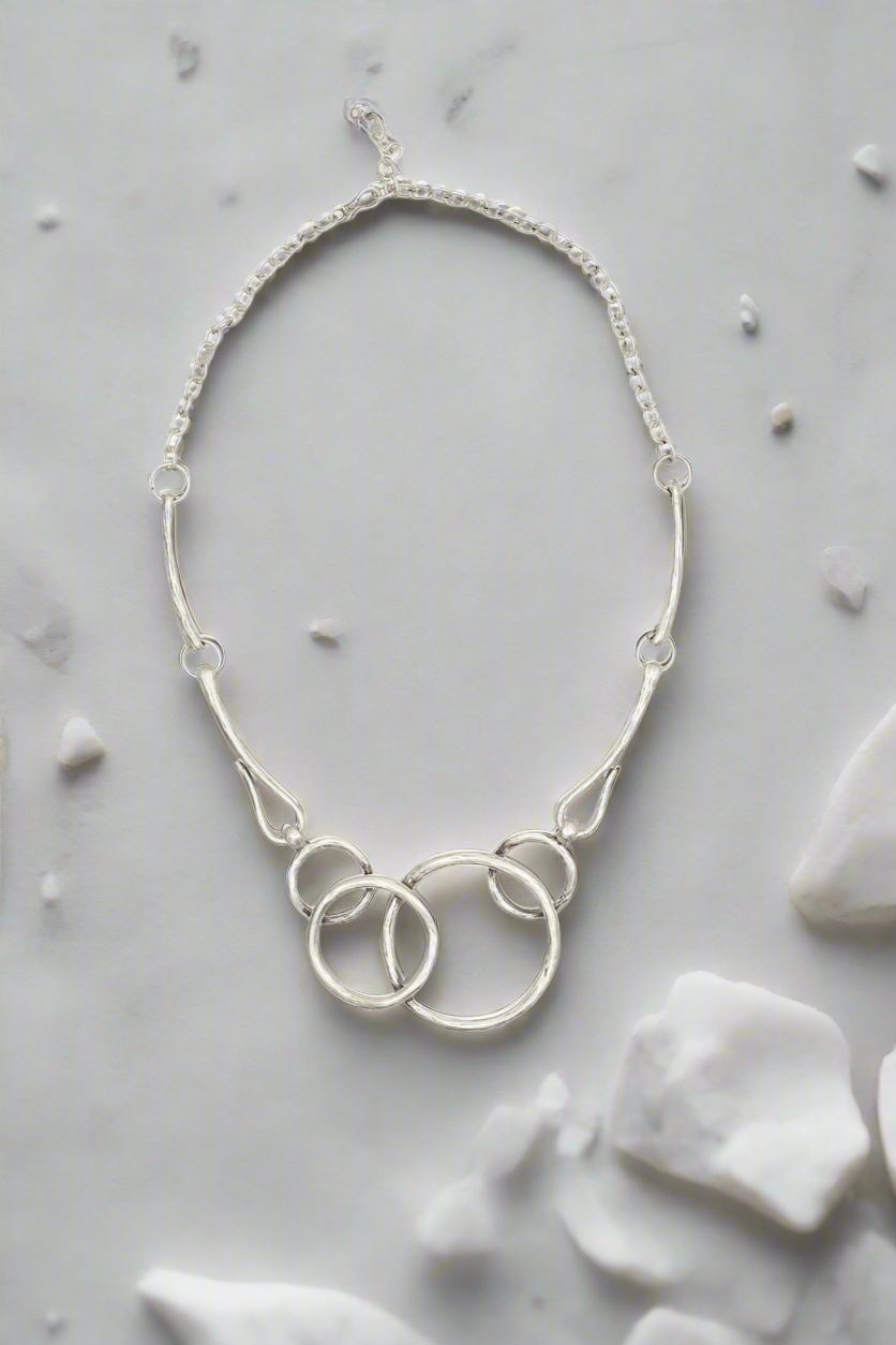 Stacked Hoops Pewter Necklace