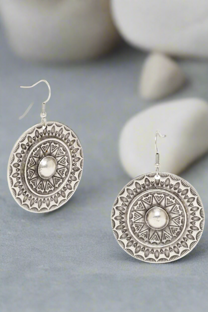 Pewter Round Robin Earrings