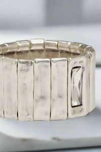 Beaumont Pewter Bracelet - Clear Stone