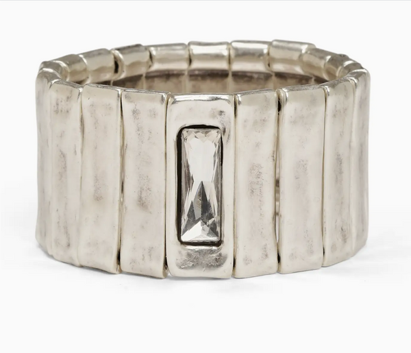 Beaumont Pewter Bracelet - Clear Stone