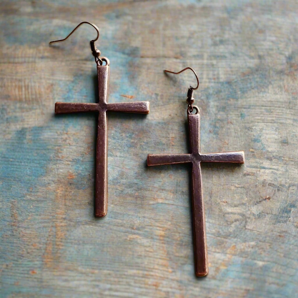 Copper Cross Earrings - Cinderella Ranch Boutique