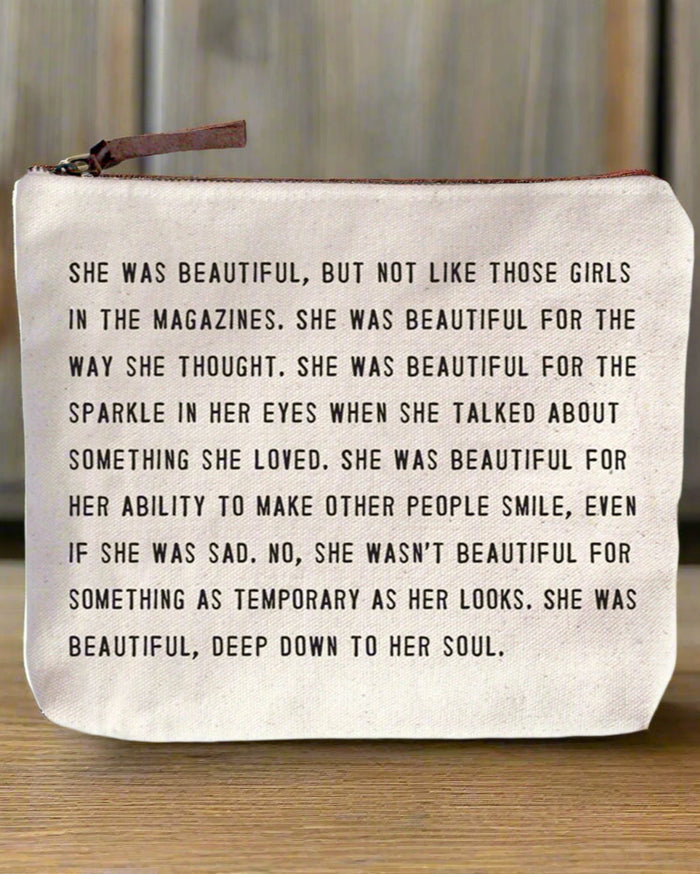 Canvas Zip Bag | She Was Beautiful - Cinderella Ranch Boutique